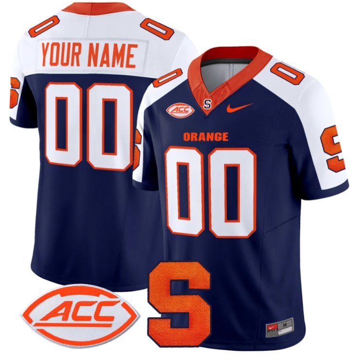 Men's Nike Custom Syracuse Orange Jersey Name and Number Vapor Limited College Football Navy Alternate