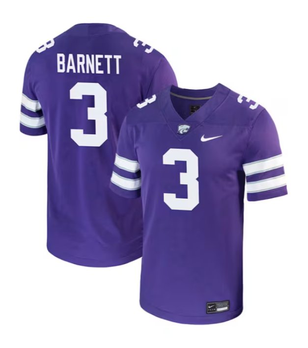 Men's Nike Blake Barnett Jersey Purple #3 Kansas State Wildcats Game NCAA College Football