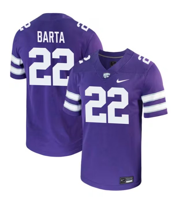 Men's Nike Callen Barta Jersey Purple #22 Kansas State Wildcats Game NCAA College Football