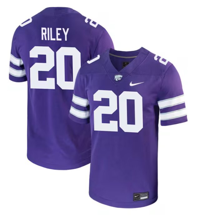 Men's Nike Jordan Riley Jersey Purple #20 Kansas State Wildcats Game NCAA College Football