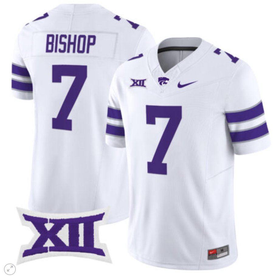 Men's Nike Michael Bishop Jersey #7 Kansas State Wildcats Vapor Limited Football White