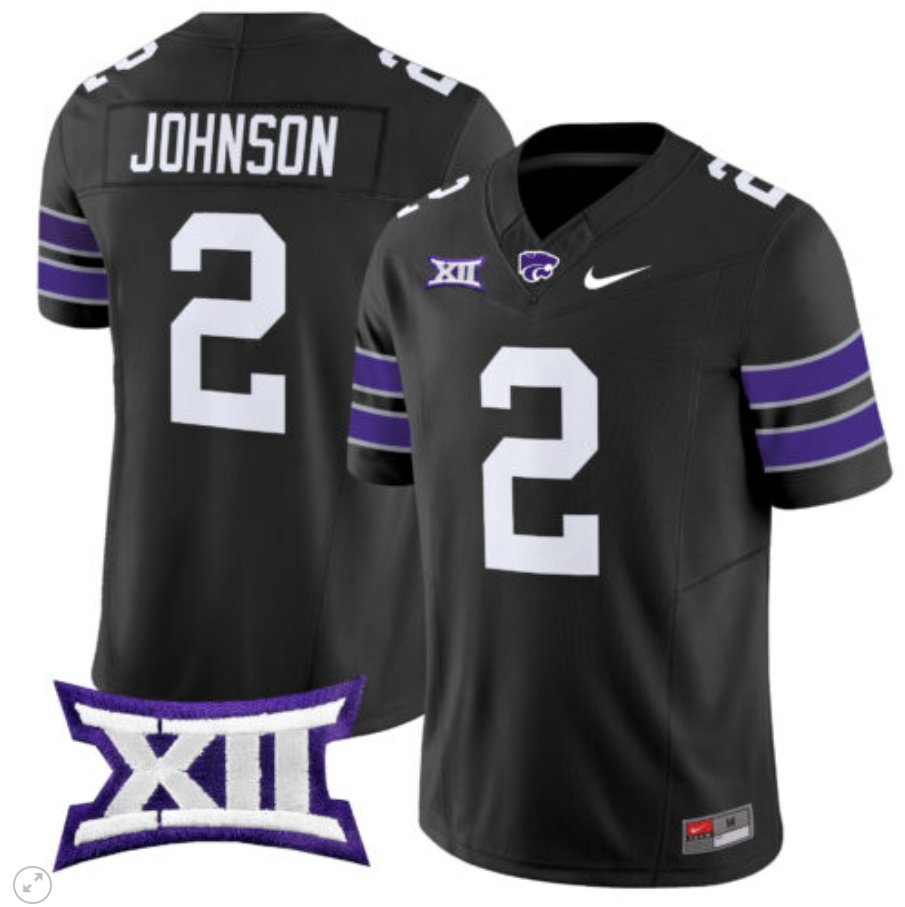 Men's Nike Avery Johnson Jersey #2 Kansas State Wildcats Vapor Limited Football Black