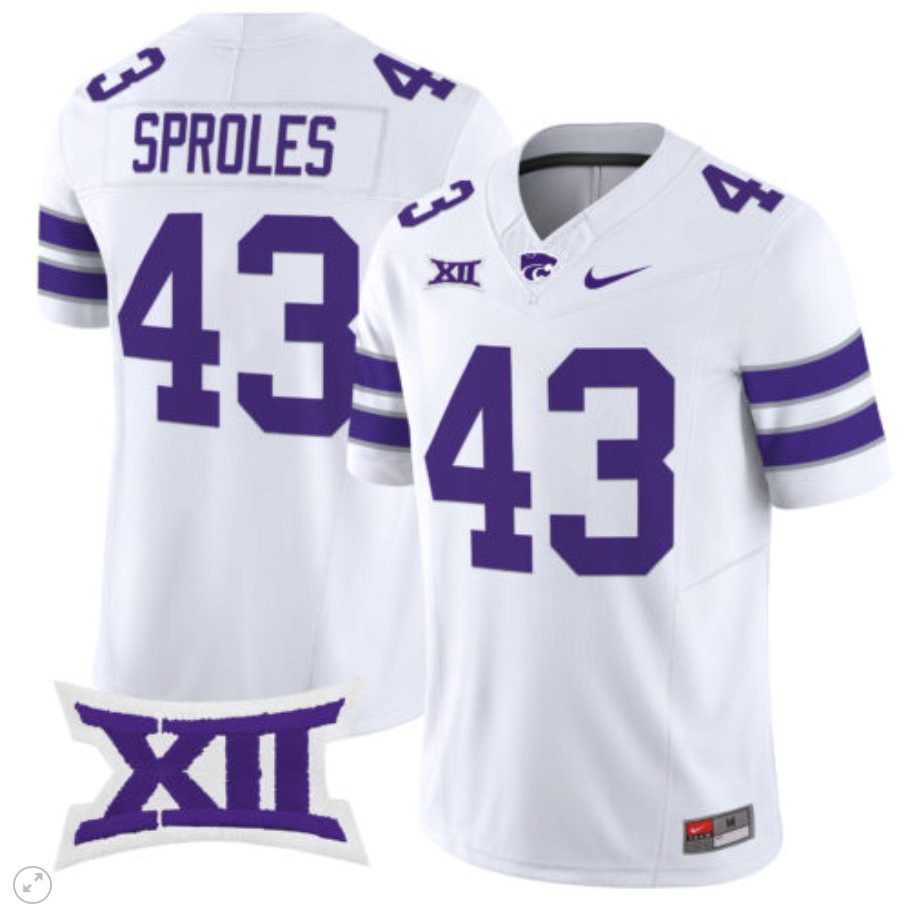 Men's Nike Darren Sproles Jersey #43 Kansas State Wildcats Vapor Limited Football White