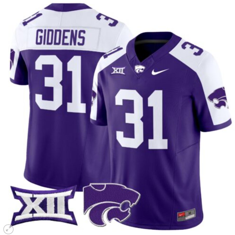 Men's Nike Dj Giddens Jersey #31 Kansas State Wildcats Vapor Limited Football Purple Alternate