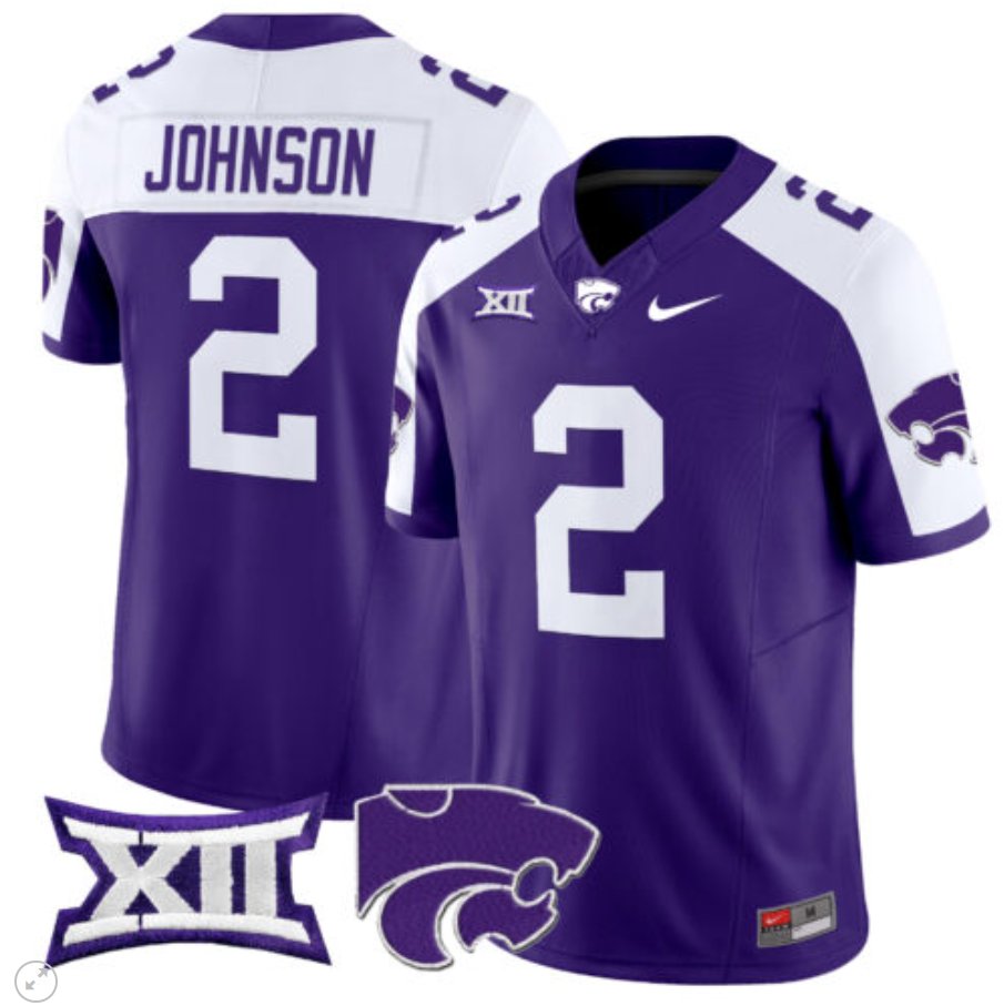 Men's Nike Avery Johnson Jersey #2 Kansas State Wildcats Vapor Limited Football Purple Alternate