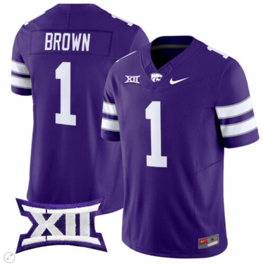 Men's Nike Jayce Brown Jersey #1 Kansas State Wildcats Vapor Limited Football Purple