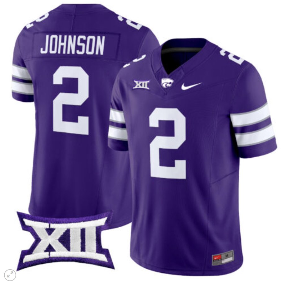 Men's Nike Avery Johnson Jersey #2 Kansas State Wildcats Vapor Limited Football Purple