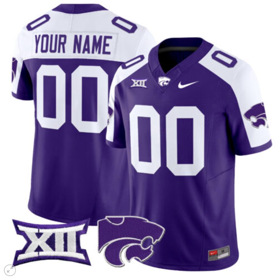 Men's Nike Custom Kansas State Wildcats Jersey Name and Number Vapor Limited Football Purple Alternate