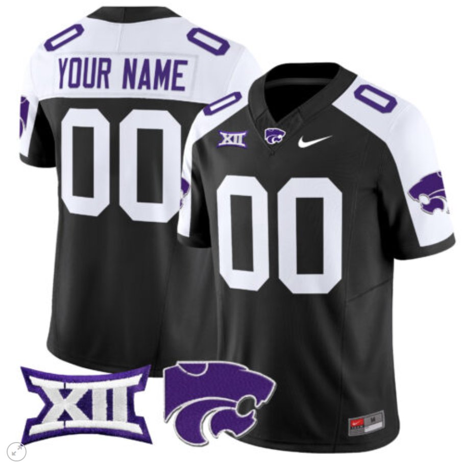 Men's Nike Custom Kansas State Wildcats Jersey Name and Number Vapor Limited Football Black Alternate