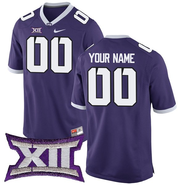 Men's Nike Custom TCU Horned Frogs Jersey Name and Number Stitched College Football Purple