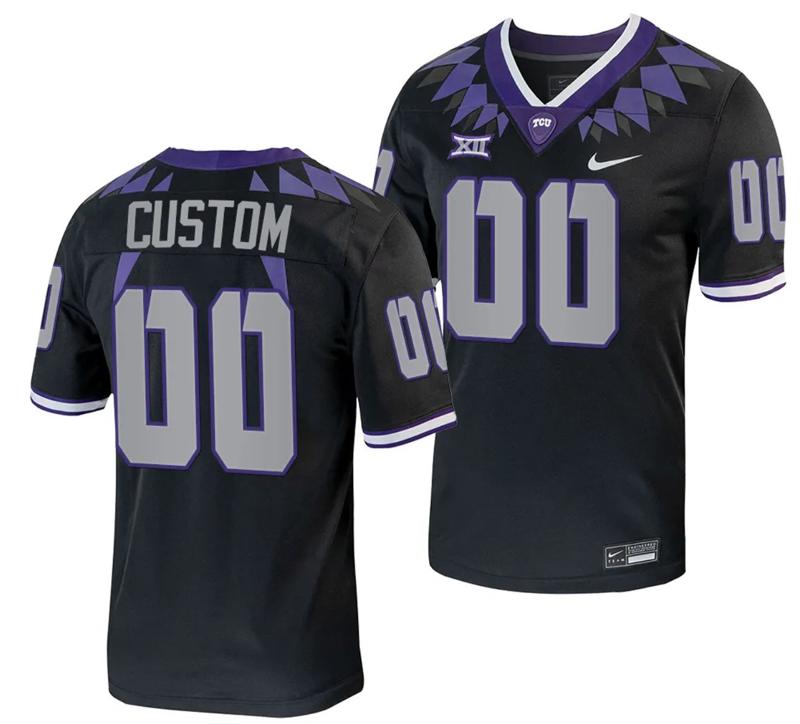 Men's Nike Custom TCU Horned Frogs Jersey Name and Number Alternate College Football Black Replica