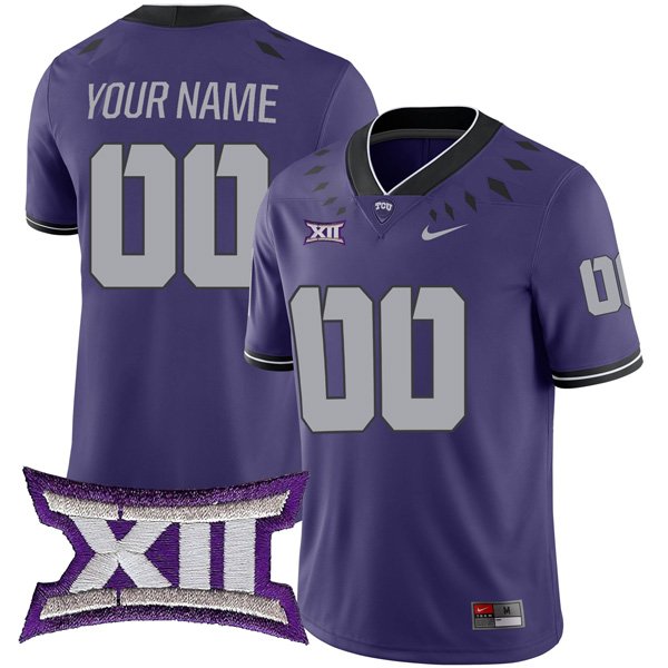 Men's Nike Custom TCU Horned Frogs Jersey Name and Number Stitched College Football Purple Home Game