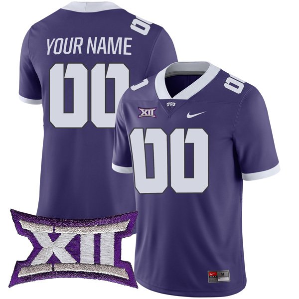 Men's Nike Custom TCU Horned Frogs Jersey Name and Number Stitched College Football Purple Game