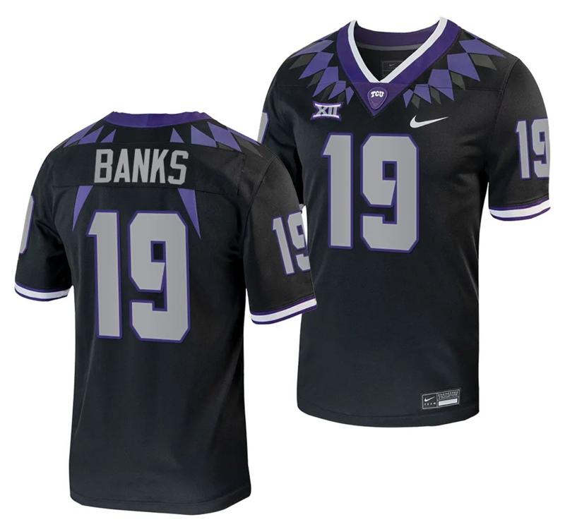 Men's Nike TCU Horned Frogs Shadrach Banks Jersey Alternate College Football Black Replica #19