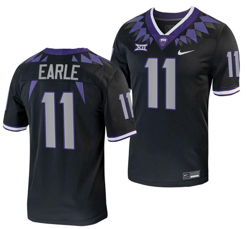 Men's Nike TCU Horned Frogs JoJo Earle Jersey Alternate College Football Black Replica #11