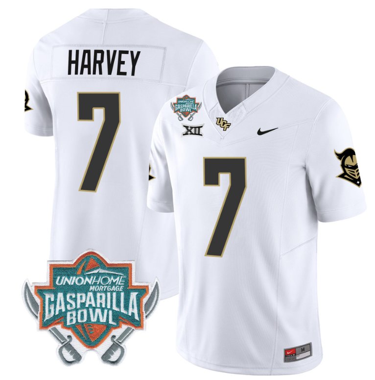 Men's Nike RJ Harvey Jersey #7 UCF Knights Unionhome Patch Vapor Football Stitched White