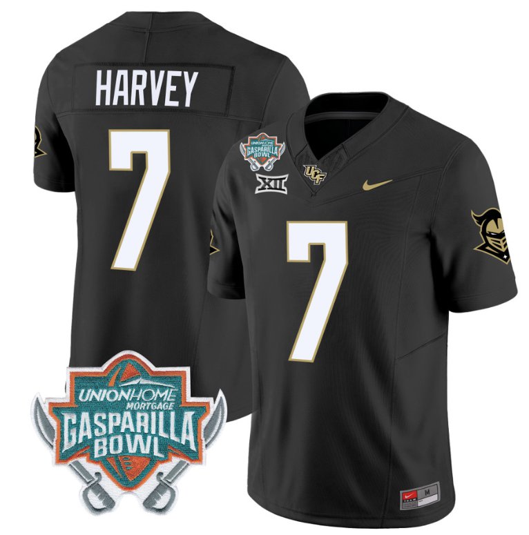 Men's Nike RJ Harvey Jersey #7 UCF Knights Unionhome Patch Vapor Football Stitched Black