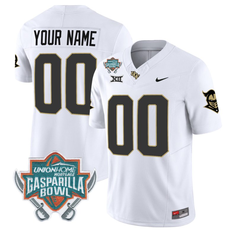 Men's Nike Custom UCF Knights Jersey Name and Number Unionhome Patch Vapor Football Stitched White