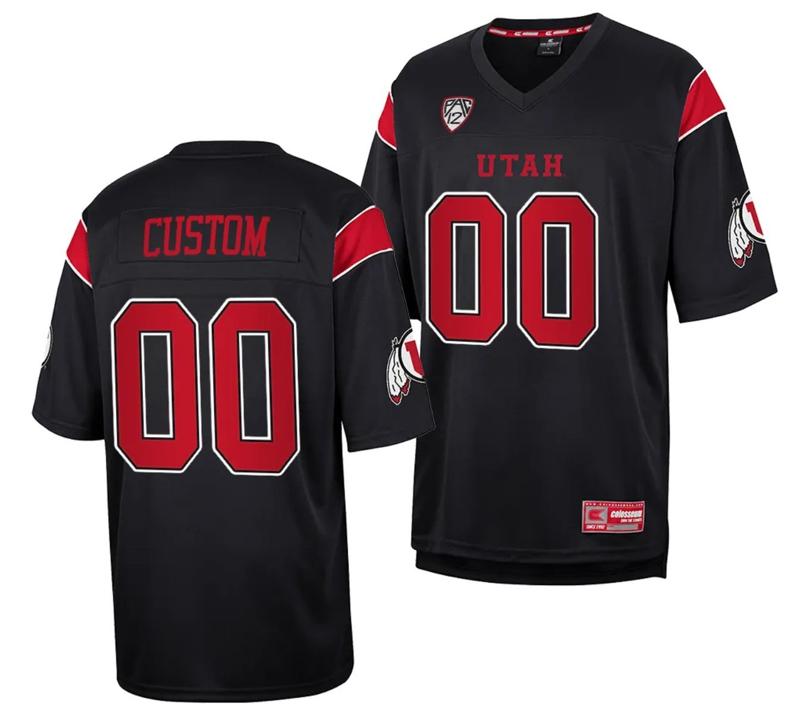 Men's GameDay Greats Custom Utah Utes Jersey Name and Number Throwback Black College Football 2023