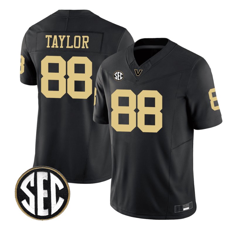 Men's Nike Brock Taylor Jersey #88 Vanderbilt Commodores College Football Stitched Black