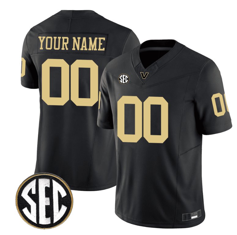 Men's Nike Custom Vanderbilt Commodores Jersey Name and Number College Football Stitched Black