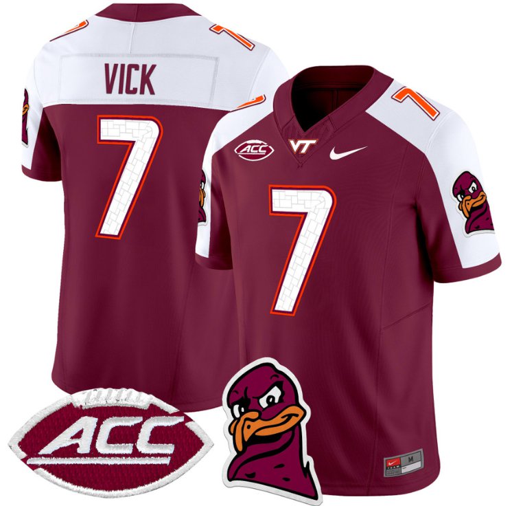 Men's Nike Michael Vick Jersey #7 Virginia Tech Hokies Vapor Limited College Football Maroon Alternate