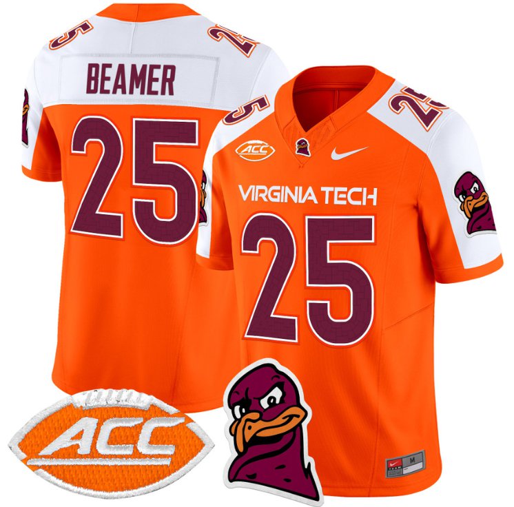 Men's Nike Frank Beamer Jersey #25 Virginia Tech Hokies Vapor Limited College Football Orange Alternate