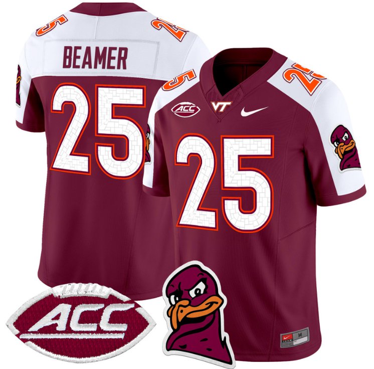 Men's Nike Frank Beamer Jersey #25 Virginia Tech Hokies Vapor Limited College Football Maroon Alternate