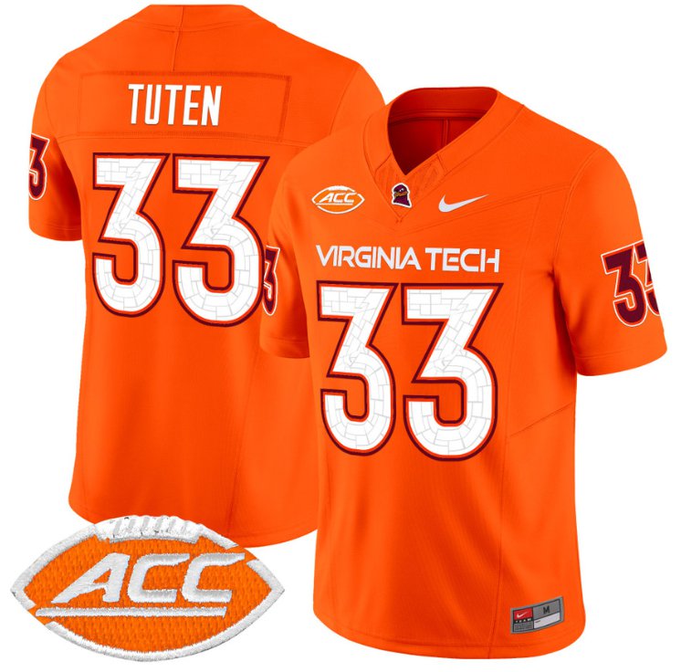 Men's Nike Bhayshul Tuten Jersey #33 Virginia Tech Hokies Vapor Limited College Football Orange