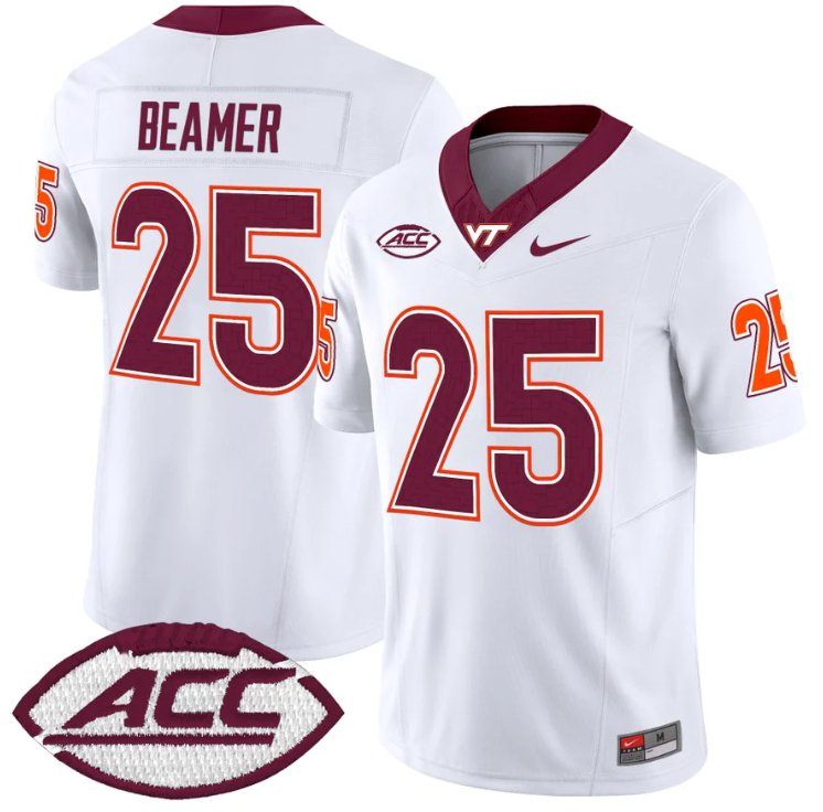 Men's Nike Frank Beamer Jersey #25 Virginia Tech Hokies Vapor Limited College Football White