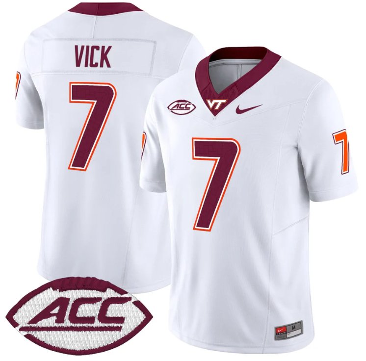 Men's Nike Michael Vick Jersey #7 Virginia Tech Hokies Vapor Limited College Football White