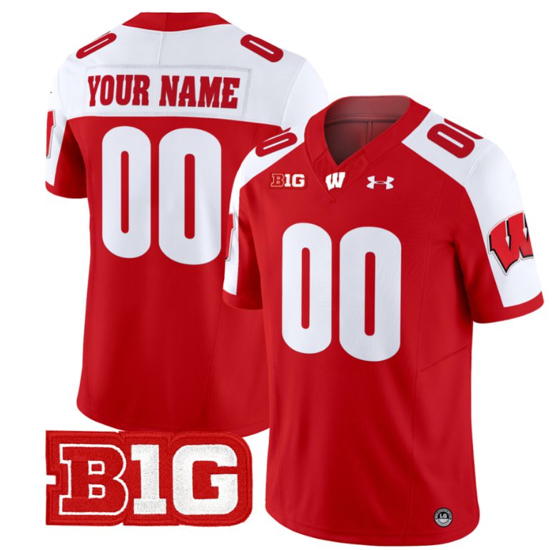 Men's Custom Wisconsin Badgers Jersey Name and Number Vapor Football Stitched Red Alternate