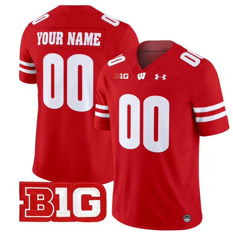 Men's Custom Wisconsin Badgers Jersey Name and Number Vapor Football Stitched Red