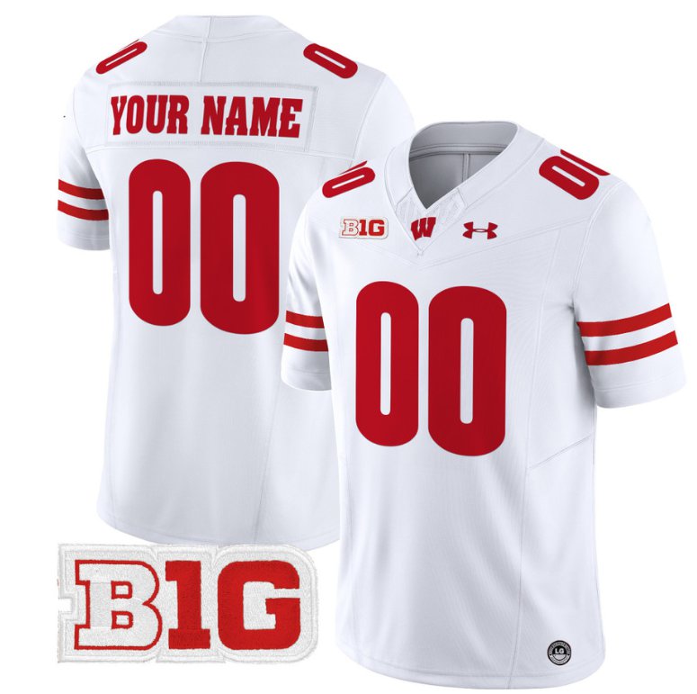 Men's Custom Wisconsin Badgers Jersey Name and Number Vapor Football Stitched White