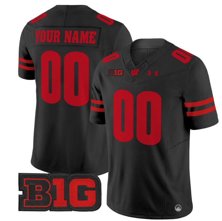 Men's Custom Wisconsin Badgers Jersey Name and Number Vapor Football Stitched Black