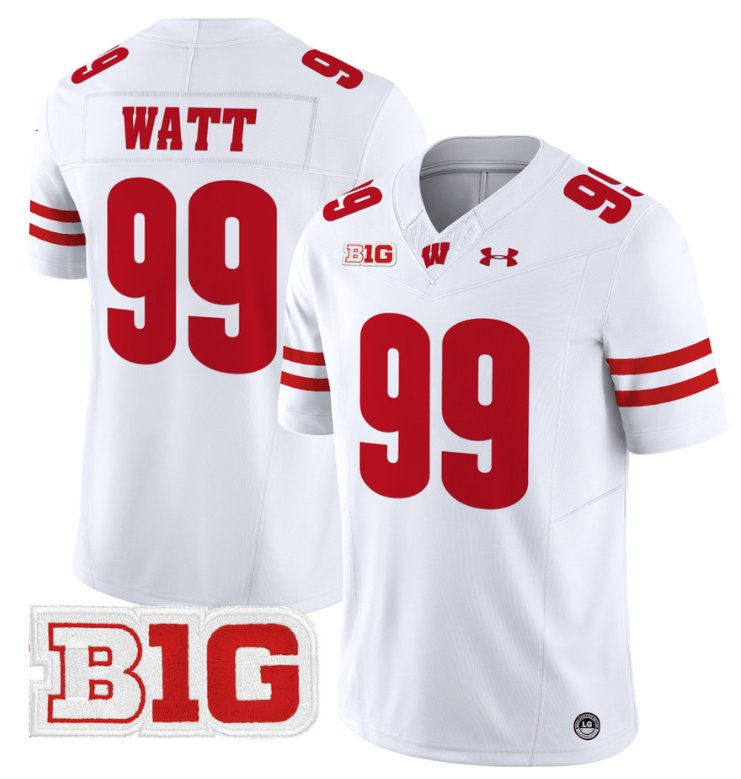 Men's JJ Watt Jersey #99 Wisconsin Badgers Vapor Football Stitched White