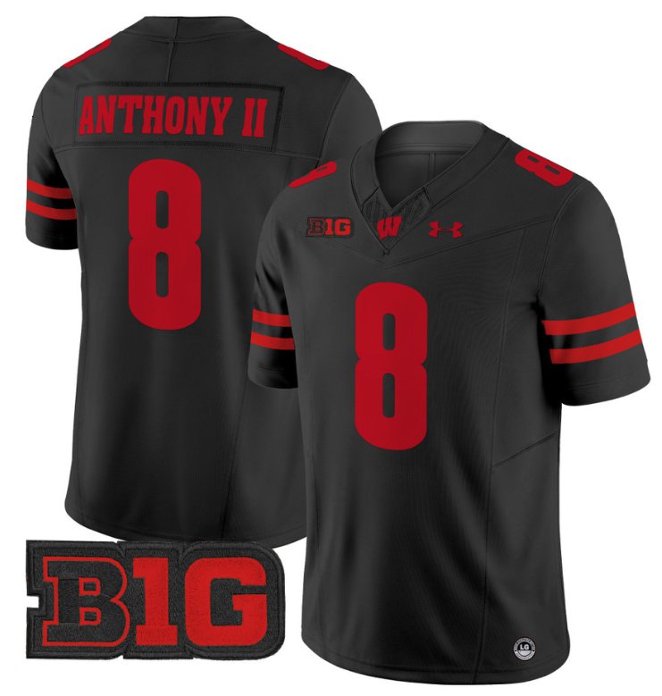 Men's Vinny Anthony II Jersey #8 Wisconsin Badgers Vapor Football Stitched Black