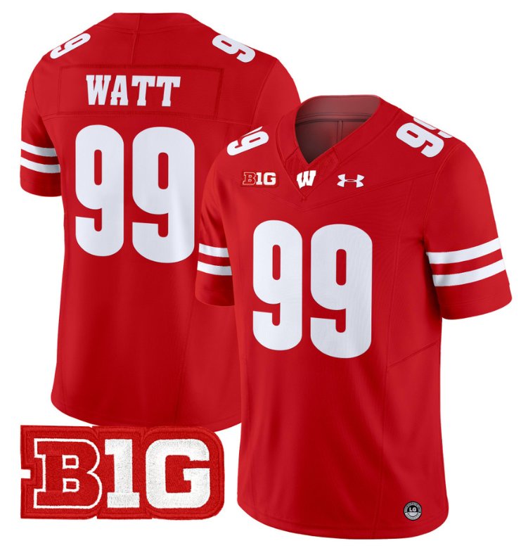 Men's JJ Watt Jersey #99 Wisconsin Badgers Vapor Football Stitched Red