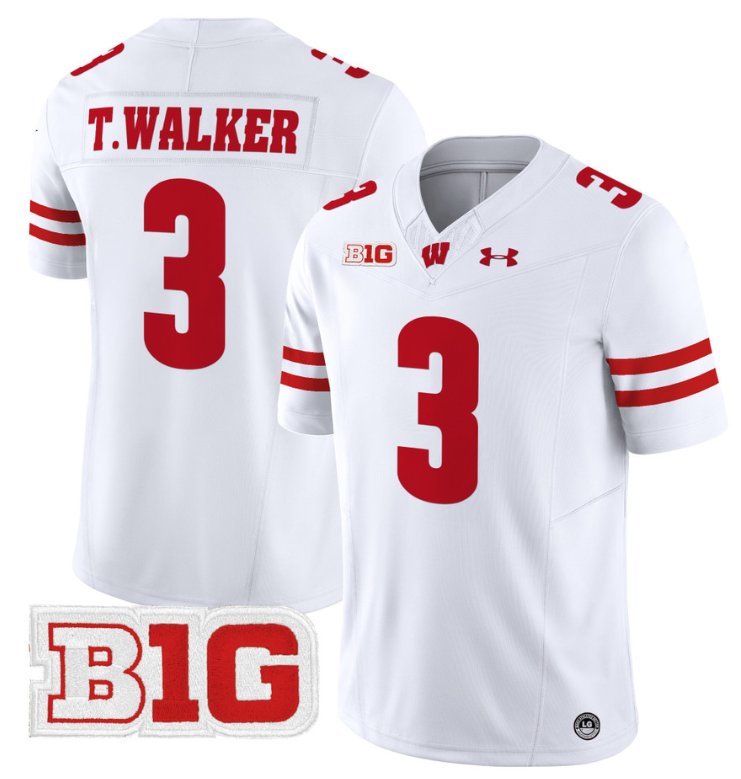 Men's Tawee Walker Jersey #3 Wisconsin Badgers Vapor Football Stitched White