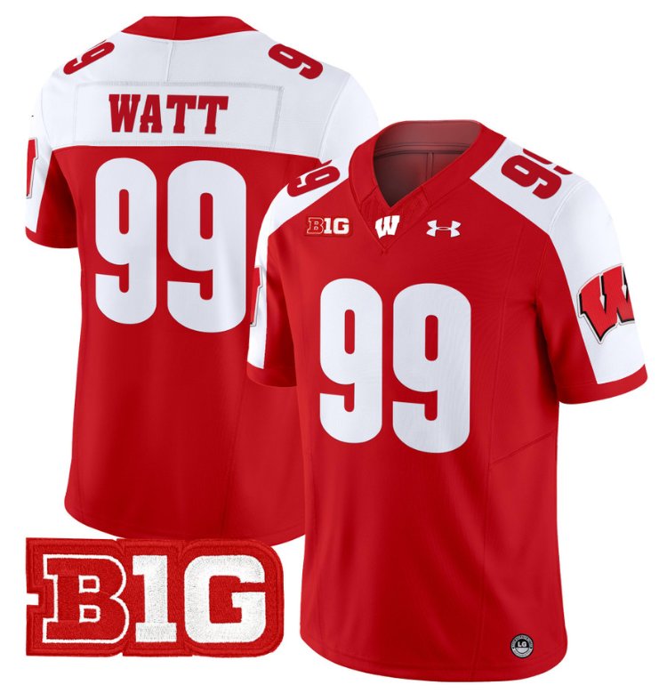 Men's JJ Watt Jersey #99 Wisconsin Badgers Vapor Football Stitched Red Alternate