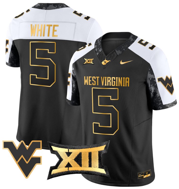 Men's Nike Pat White Jersey #5 West Virginia Mountaineers Gold Vapor Football Alternate