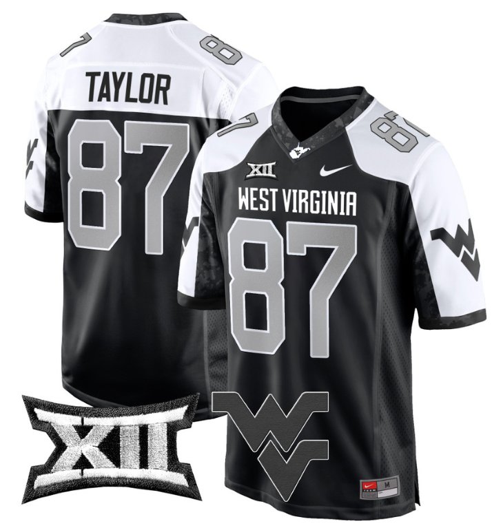 Men's Nike Kole Taylor Jersey #87 West Virginia Mountaineers Game Football Alternate