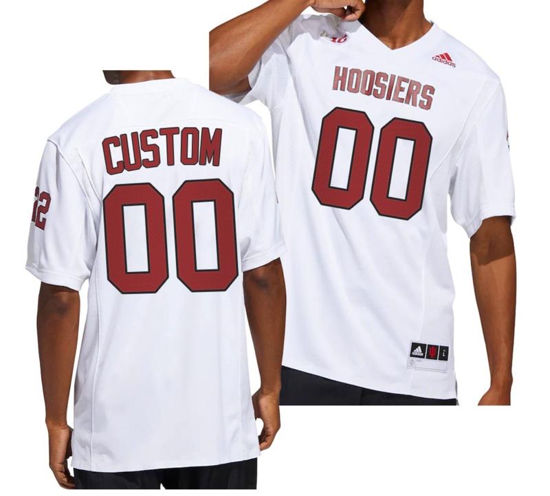 Men's Custom Indiana Hoosiers Jersey Name and Number NCAA College Football Premier Strategy White