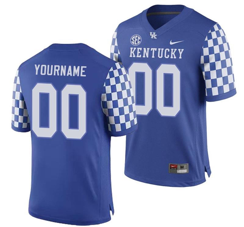 Men's Nike Custom Kentucky Wildcats Jersey Name and Number NCAA College Football Replica Royal