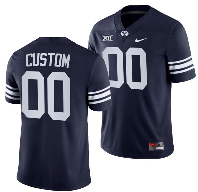 Men's Nike Custom BYU Cougars Jersey Name and Number NCAA College Football 2022 Big Navy