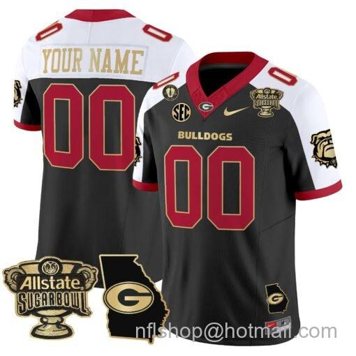 Men's Nike Custom Georgia Bulldogs Jersey 2025 Sugar Bowl Patch Vapor Limited Alternate