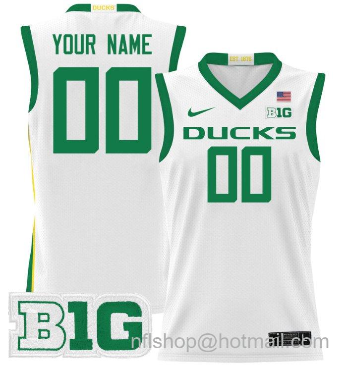 Men's Nike Custom Oregon Ducks Jersey 2024 Lightweight Basketball White