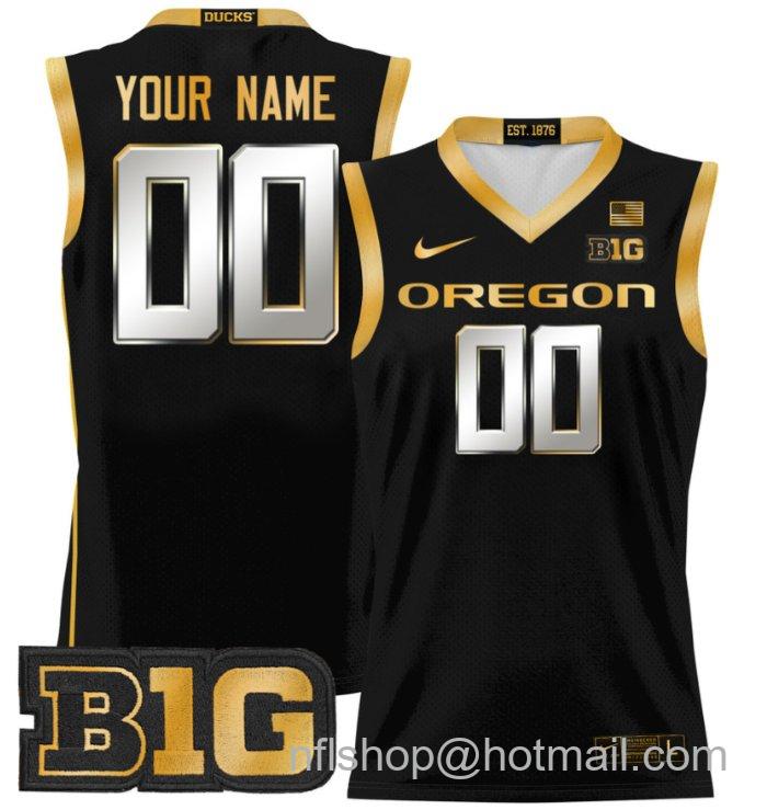 Men's Nike Custom Oregon Ducks Jersey 2024 Lightweight Basketball Black Gold