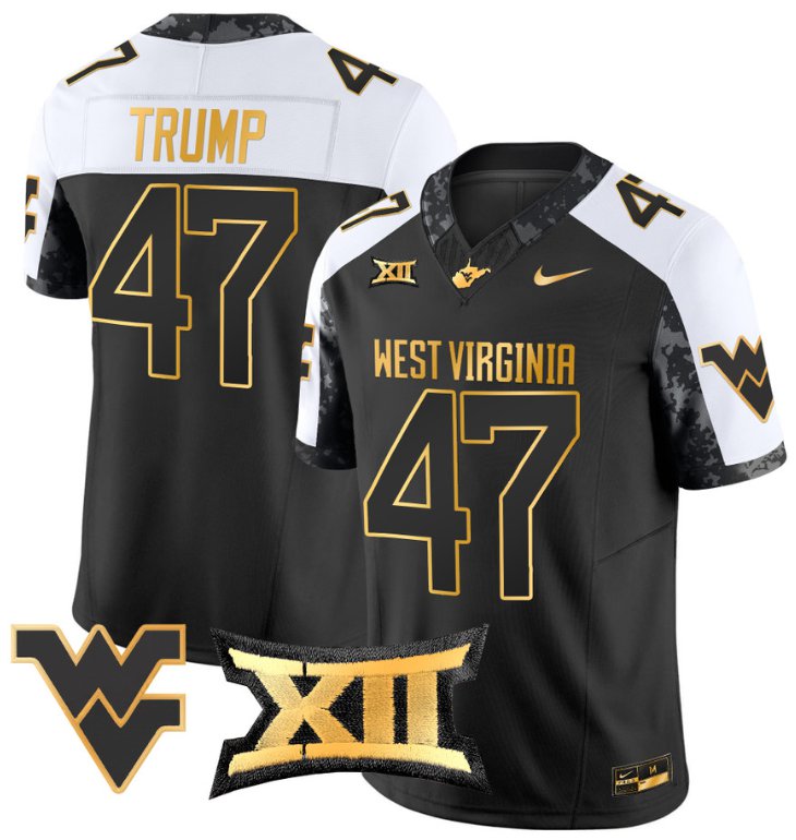 Men's Nike Donald Trump Jersey #47 West Virginia Mountaineers Gold Vapor Football Alterante