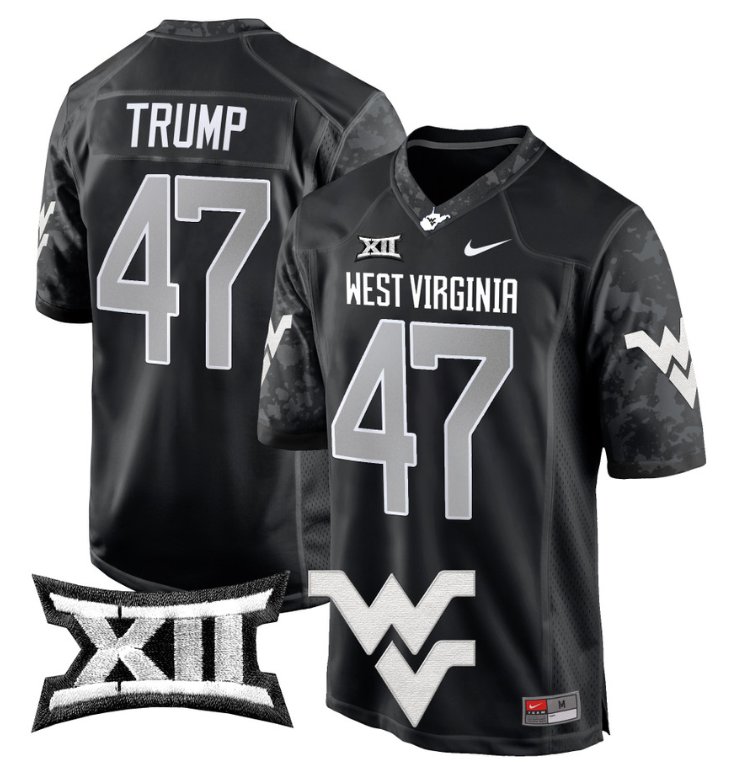 Men's Nike Donald Trump Jersey #47 West Virginia Mountaineers Game Football Coal